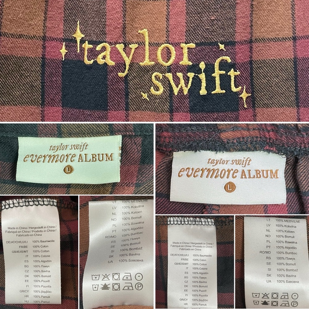 Taylor Swift Evermore Album Plaid Pajama Set I Almost Jumped In Flannel Sz Large - Picture 15 of 16